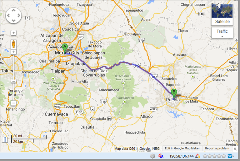 Feb 7 - Mexico City to Puebla - great road but incredibly steep.  We know the story here!