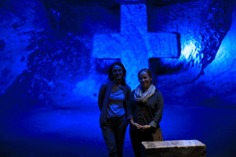 With our new friend Helen in front of the station of the cross