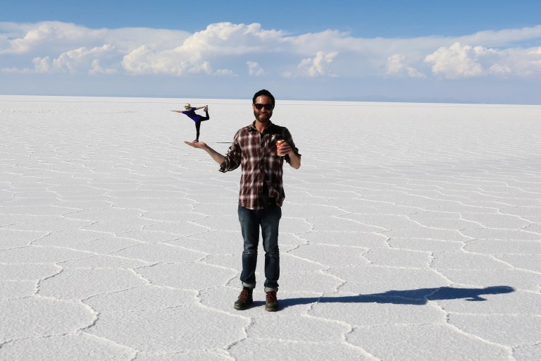 Our new friend Adam had no problem balancing Katie and drinking a beer