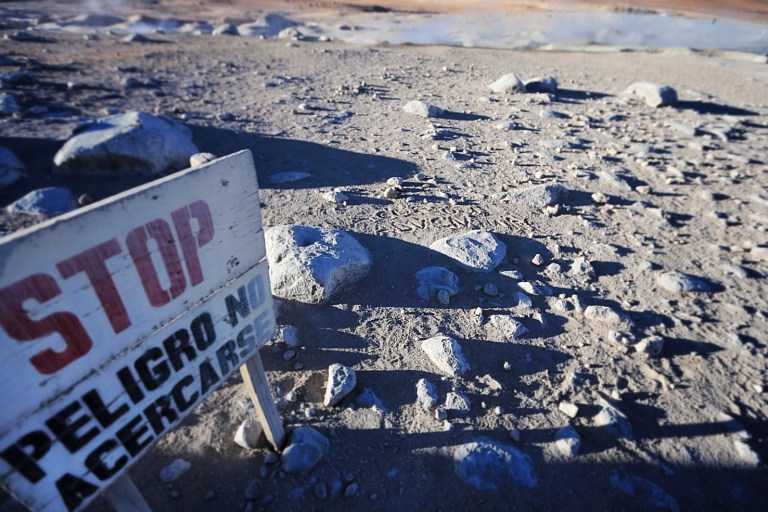 Thermals are dangerous.  We heard that some college kid nearly burned his foot off there the week before. We're pretty sure he didn't know how to read ......