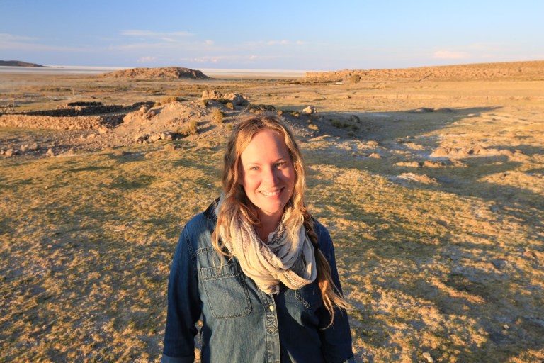 Katie at sunset outside of the salt world