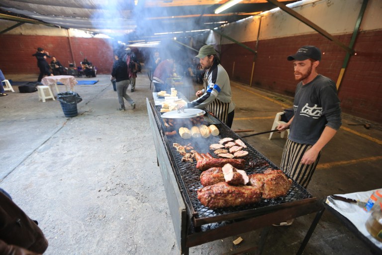 The choripan man - grilled Chorizo on a fresh roll - YUM!