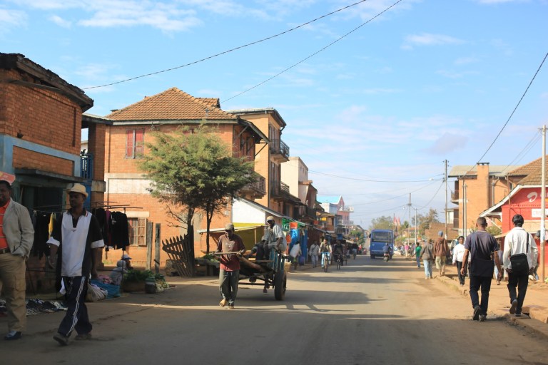 All sorts of motion on all of the streets.   Here in the main city.