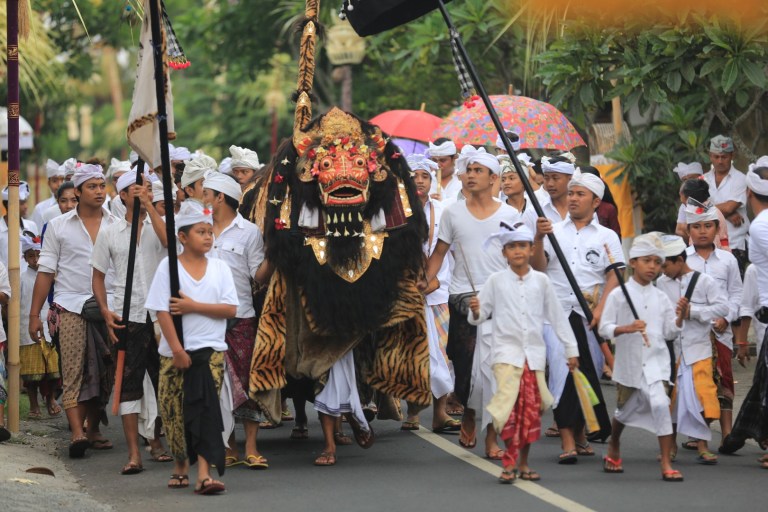 A parade on the Balinese holiday where good triumphs over evil.   Good timing our part to be there!