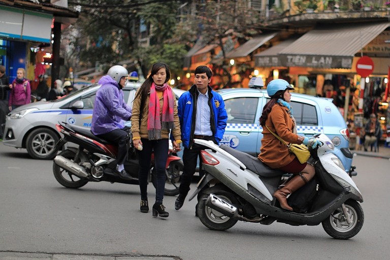 They tell you "Just walk slowly and the bikes will avoid you"