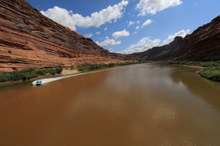 Watching the boat from the bridge - had to do it!