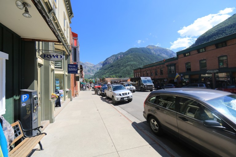 Telluride town - right nestled in a canyon with views galore.
