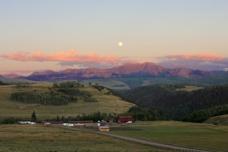 In the neighborhood at sunset