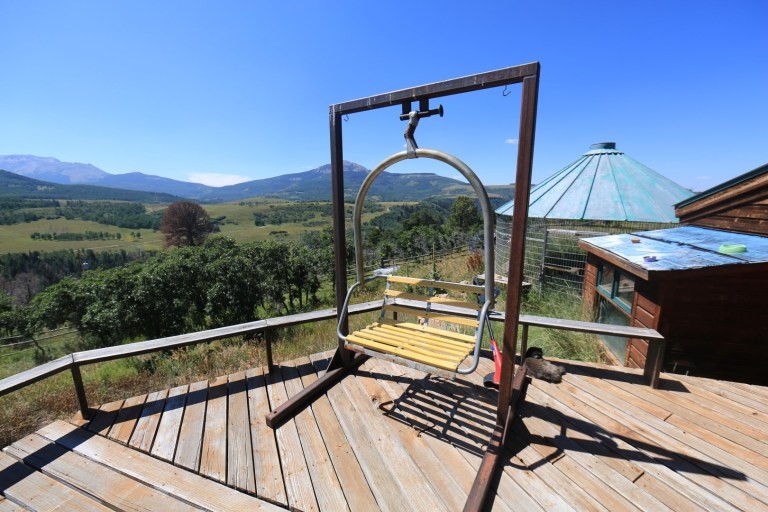 On the porch of the house