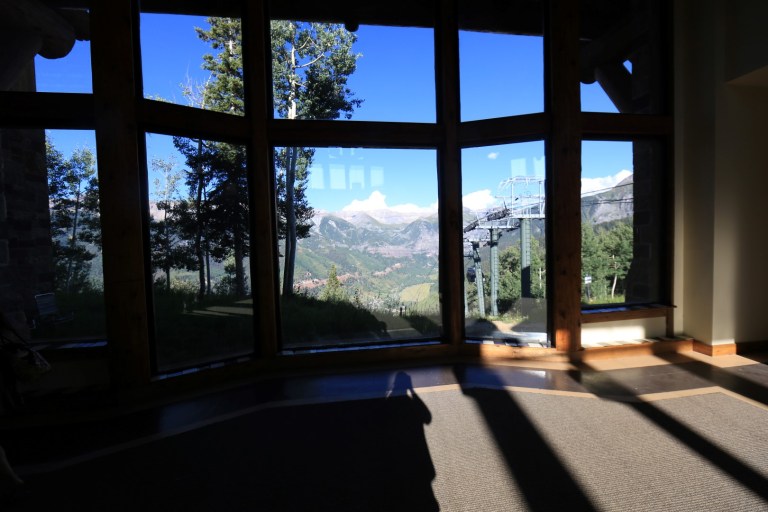 Looking down from the gondola building