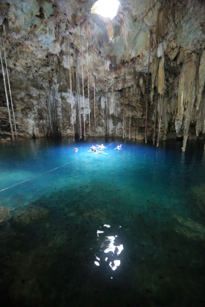 Swim in a cave in clear blue water - Cenote!