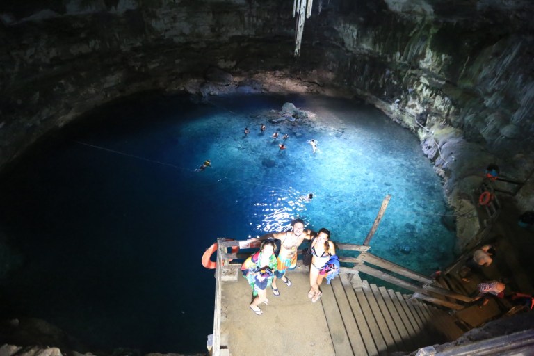 Fun with friends at the cenote