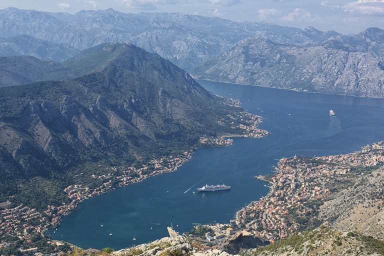 The view of Kotor Bay driving to Locen National Park